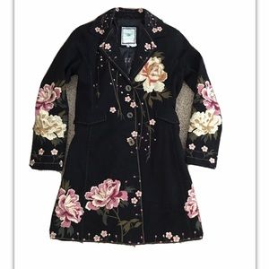Paparazzi by Biz Black Floral Embroidered Coat